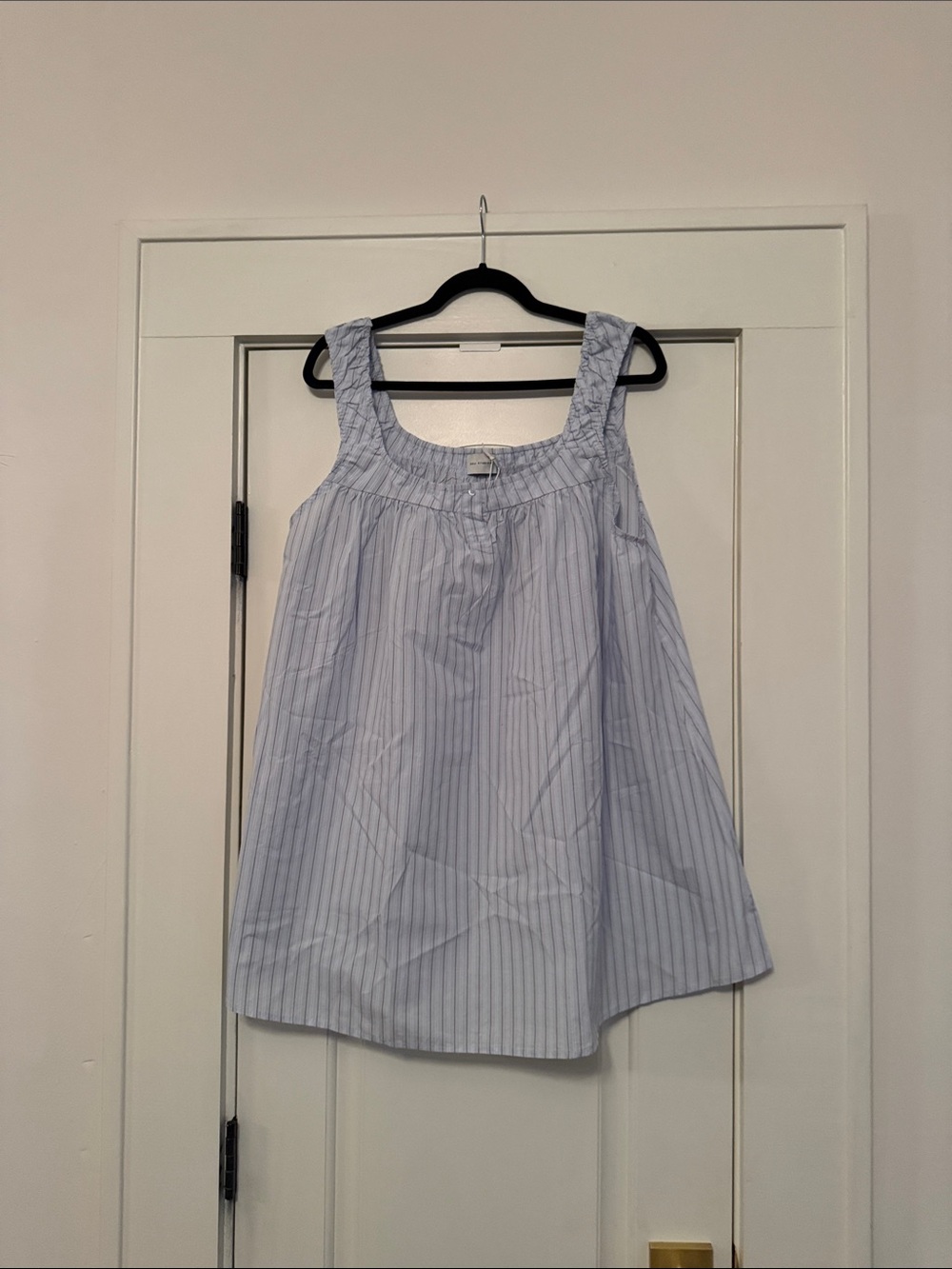 Light Blue Pinstripe Mini Dress - Sleeveless Shift - Picture 3 of 5
